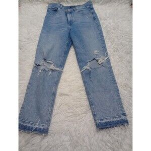 Express Women’s 8R Cotton Blend Slim Super High Rise Straight Leg Mom Jeans